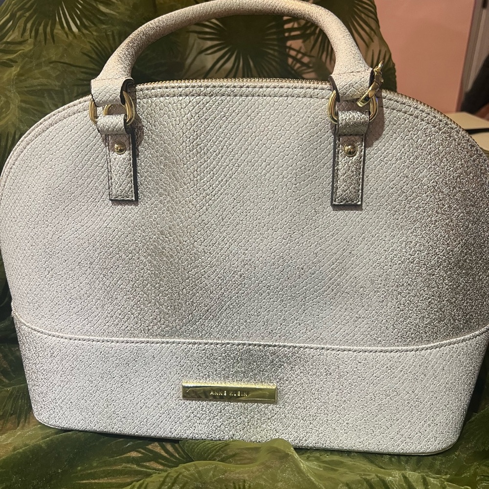 Anne Klein Silver Textured Satchel